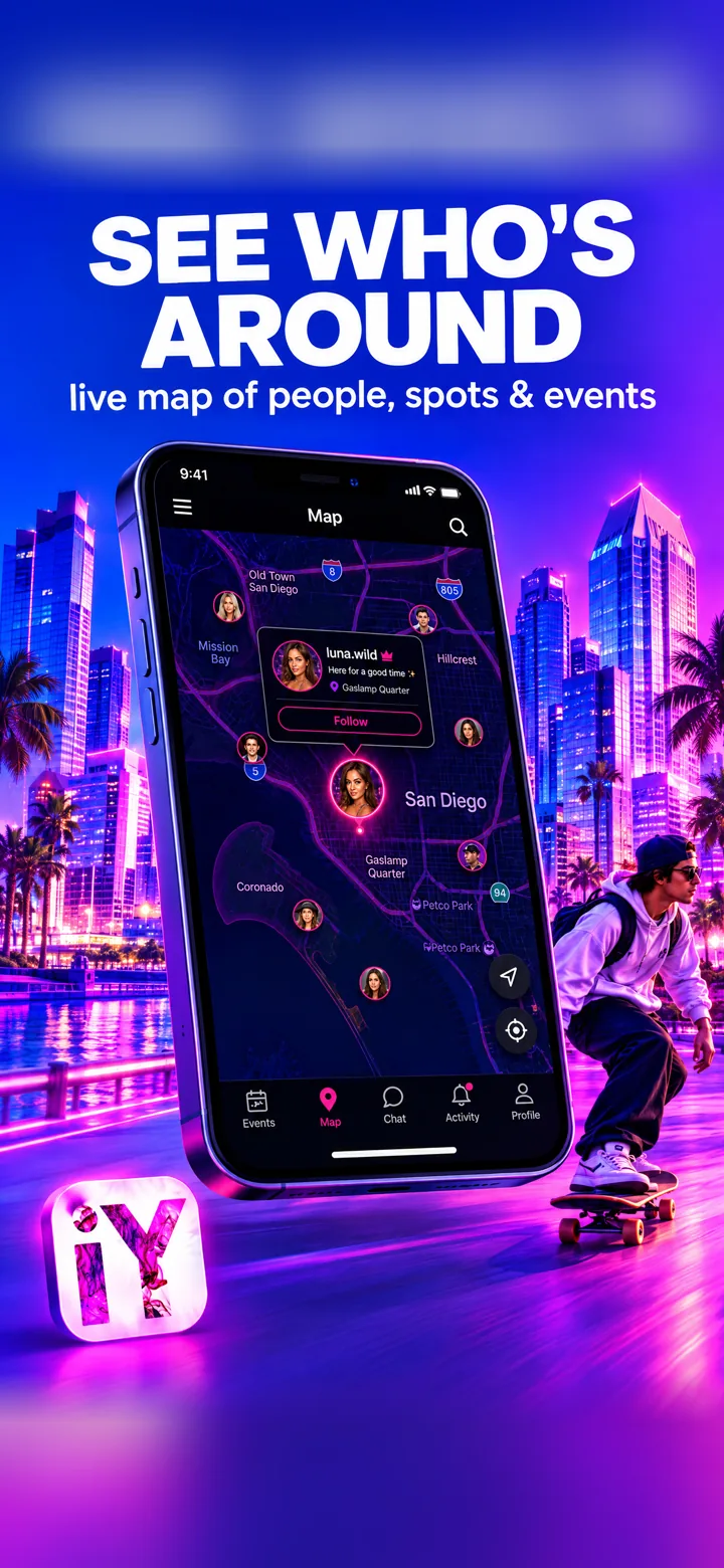 خريطة مباشرة تعرض المشاريع والناس القريبين لنمو حساباتك